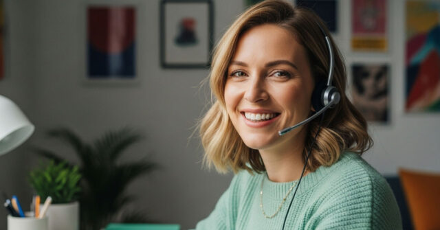 An Australian virtual receptionist answering calls for OfficeHQ clients.