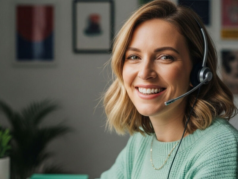An Australian virtual receptionist answering calls for OfficeHQ clients.