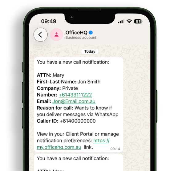 WhatsApp message notification on mobile