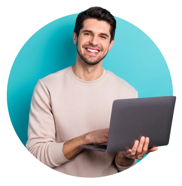 Person using a laptop while connected via OfficeHQ and Zapier